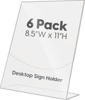 Mammoth DuraClear Acrylic Sign Holders 8.5 x 11 - Extra Thick and Durable Desktop Paper Sign Holders - Perfect for Retail and Booth Display Supplies - 6 Pack, Portrait