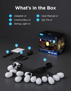 Govee S14 Bulb Outdoor String Lights 2, 48ft Smart RGBIC Warm White Patio Lights with 15 LED Bulbs, 111 Scene Modes for Outdoor Decor, Works with Alexa, Google, Matter, APP Control, IP66 Waterproof