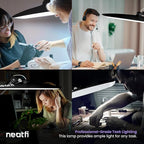 Neatfi XL 2,200 Lumens LED Task Lamp, 20W, 182 Pcs SMD LED, Dimmable, 4 Level Brightness, 3 Light Modes, Desk Light for Home, Office, Workbench (CCT, Black)