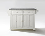 Kitchen Island with Granite Top - Full Size, Spacious Countertop, Portable Cart - White & Gray