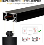 VANoopee H Track Lighting Rails Kit, 10FT H Type Track Rails Black with End Caps and Live End Feed Connector, Compatible with Single Circuit 120V H Style Track System