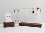 GemeShou Gold Metal Small Earring T Bar Stand Retail Display Holder, Retail Jewelry photography props for Show【Gold-Round Base Height 4.5"】