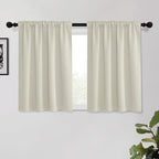 KGORGE Short Curtains 45 inch Length, Privacy Thermal Insulated Curtains Light Filtering Noise Reducing Window Drapes for Bedroom Kitchen, Back Tab Rod Pocket, W52 x L45 inches, Beige, 2 Panels