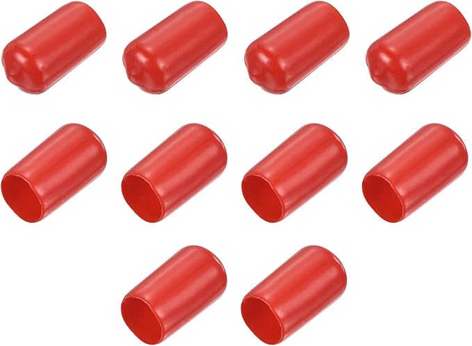 uxcell 10pcs Rubber End Caps 11mm(7/16") ID Vinyl Round End Cap Cover Screw Thread Protectors Red