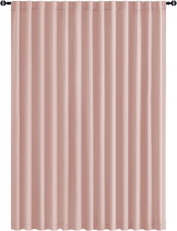 Hiasan Patio Sliding Room Divider Door Curtains - Extra Wide Privacy Room Thermal Insulated Blackout Curtain with Back Tab & Rod Pocket for Bedroom Partition(100 x 108 Inches, Blush Pink)