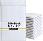200-Pack 8.5x11" Bubble Mailers White Poly Padded #2 Envelopes Self Seal Shipping Bags Lightweight Tear Resistant Bubble Mailing Envelopes for Small Business Packaging, DVD, Clothing, Books, Gifts