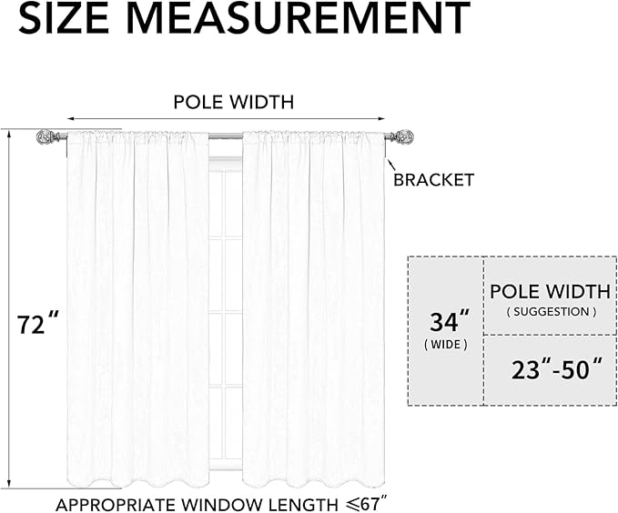 Easy-Going Rod Pocket Blackout Curtains for Bedroom, Room Darkening Window Curtains for Living Room, Thermal Insulated Noise Reduction Solid Window Drapes, 2 Panels(34x72 in, Grey)