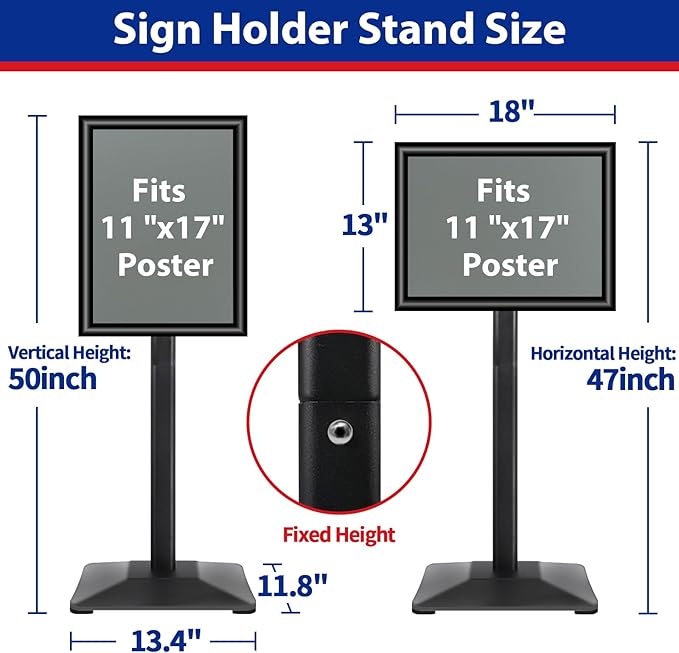 Sign Stand 11x17inch Pedestal Sign Holder Poster Stand 3Packs Adjustable Floor Standing Sign Holder with Heavy Duty Display Stand for Indoor Outdoor Business Store Sign Holders(Black)