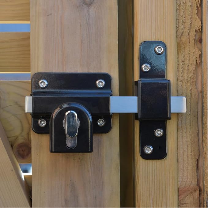 GateMate Long Throw Gate Lock 1490156, Euro Profile Keyed Alike Lock for Sheds & Gates, Keyed Outside with Thumb Turn Inside, 316 Stainless Steel, for Wooden Gates & Doors Up to 2 ¾” (70mm), 5 Keys