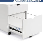 HollyHOME 2-Drawer Wood File Cabinet, Under Desk Cabinet for Home Office, Rolling Storage Shelf for Home, Printer Stand, for A4, Letter-Size, 11.8in Hanging File Folders, White