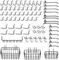 Heavy Duty Black Pegboard Hooks and Baskets for Hanging Tools, 73 Pieces 1/4'' Peg Board Accessories Peg Hooks and Bins, Peg Board Attachments for Organizing Tools Garage Kitchen Bathroom Craft Room
