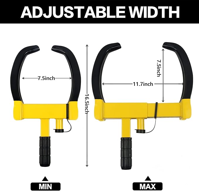 KAYCENTOP Universal Wheel Lock, Security Trailer Wheel Lock Anti Theft Tire Lock, Heavy Duty Wheel Clamp Adjustable for Trailers SUV Golf Cart Boats ATV Great Deterrent Bright Yellow/Black, 3 Keys