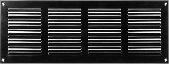 Repa Market 5-Pack Air Vent Cover 16x6 Inch (Outer Dimensions) Black Galvanized Steel Louvered Grill Cover with Mesh Screen/Wall or Ceiling Vent/HVAC Register for Indoor and Outdoor Ventilation