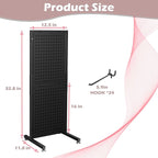 Metal Pegboard Shelf - Peg Board Display Wall Mount with 24 Hooks, 12.5x32.8 In Portable Garage Desktop Pegboard Organizer Retail Display Rack For Jewelry Hair Accessories, Mobile Phone Shop/Black