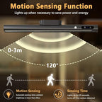 Battery Powered Operated Wall Strip Lights, Motion Sensor LED Light Bar Indoor, Rechargeable Magnetic Under Cabinet Lighting Wireless with Remote Control for Desk Mirror Closet Kitchen-Black