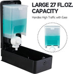 27oz (800 ml) Manual Wall Mounted Soap Dispenser, Ideal for Commercial Bathrooms Restaurants Hotels, Use with Liquid Hand Soap Shampoo, ABS Black