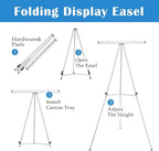 Falling in Art Aluminum Flip Chart Display Easel Stand with Adjustable Floor for Boardroom, Whiteboard, Paper Pads, Signage, 63 1/2'' High, Silver