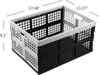 Hespapa 35 Quart Folding Crates, Plastic Collapsible Storage Container Milk Crate Baskets, 2 Packs