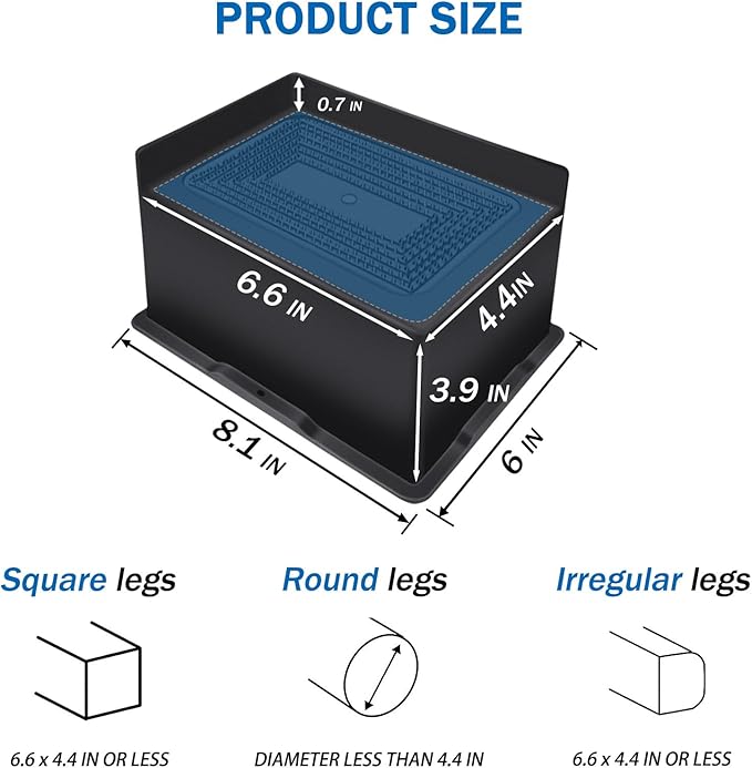 Bed Risers 4 Inch Heavy Duty,Oversized Couch Risers, Extra Wide Furniture Risers for Sofa Table Desk Headboard Chair Lifting,Rectangle Risering Blocks Support 6000 lbs(4 Pack Black)