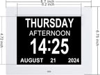 TMC 8 Inch Digital Dementia Clock for Seniors – Large Auto-Dimming Display with Date & Time, Multi-Language Calendar, 5 Alarms + Medicine Reminders – Wall or Desk Mount, Built-in Stand (White, SD)