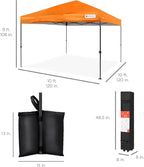 Best Choice Products 10x10ft 1-Person Setup Pop Up Canopy Tent Instant Portable Shelter w/ 1-Button Push, Case, 4 Weight Bags - Orange
