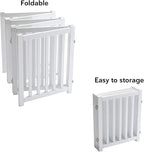 LZRS 6-Panel Extra-Wide Freestanding Wooden Dog Gate Indoor – 24”High Foldable Safety Pet Barrier for Doorways, Hallways, Kitchens, and Long Staircases, Durable Design fit Small to Medium Dogs, White