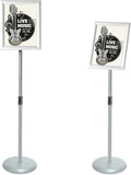 Adjustable Poster Sign Stand with Heavy Duty Base Sign Holder Aluminum Snap Open Frame for 8.5 x 11 inches Both Vertical and Horizontal View Displayed Used for Living and Business(Silver-2pack）