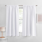 PONY DANCE Curtains 45 inch Length - Window Drapes Double Panels Home Decor Rod Pocket Curtain Draperies for Kitchen & Bedroom Privacy Protect Semi-Blackout, 52 by 45 inch, Pure White, 2 Pieces