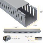 Cable Raceway 95" Open Slot Cable Management Kit Large Capacity Upgraded Snap Structure,Wire Cover Cord Hider for Under Desk&Industrial Network/PC/TVs- 23.6" X 1.97" X 1.97" X 4PCS LWH Grey Color