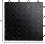 Big Floors RaceDeck CircleTrac, Interlocking Non-Slip Garage Flooring Tile, Durable, Modular, Heavy-Duty Copolymer, Easy Install (Black, 24 Pack of 12 x 12" Tiles)
