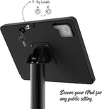Tablet Kiosk Floor Stand, Anti-Theft, Rotate Lockable Metal Tablet Enclosure+Aluminum Pole+Metal Base, Compatible with 10.9" iPad 10th, Pro 11" 1 2 3 4, Air 4 5, Air 11", iPad 11"(A16)