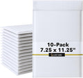 10-Pack 7.25x11.25" White Poly Bubble Mailers, Padded Shipping #1 Envelopes Self Seal Tear Resistant Lightweight Mailing Bags for Small Business, Books, DVDs, Gifts