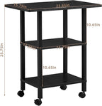 Lerliuo 3 Tier Printer Stand with Storage, Printer Table for Home Office, Wooden Rolling Printer Cart Shelf with Lockable Wheels fit Fax Machine, Scanner(Black)