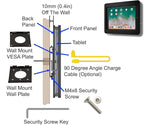 TABcare Anti-Theft Acrylic VESA Enclosure Made for Apple iPad 10 10.9" 2022, iPad 11 11" 2025 A16 with Low Profile Wall Mount Kit & 90-Degree Angle USB C Charge Cable (Black)