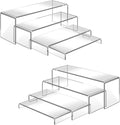 8 Pcs Large Acrylic Display Risers, 2 Sets Clear Stands, 0.19" Thick Rectangular Shelf for Showcase, Dessert, Toys, Perfume