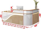 Modern Reception Desk – Front Desk, Reception Counter for Office, Checkout Counter, LED Lighting, Storage, Soft Close Drawers, Custom Logo, Fully Assembled (M,64IN)