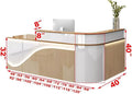 Modern Reception Desk – Front Desk, Reception Counter for Office, Checkout Counter, LED Lighting, Storage, Soft Close Drawers, Custom Logo, Fully Assembled (K,48IN)