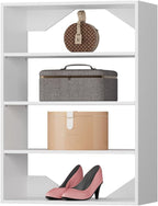 Short Tower Closet Unit, Modular Closet System, Wood Closet System Organizer with Storage for Walk In Closets, Clothing Rack Wardrobe Closet for Hanging Clothes, Bedroom, White, 25.5"W