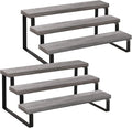 YINMIT Wooden Display Riser Stand, Tiered Perfume and Cologne Organizer Stand, 3 Tier Spice Rack Organizer, Rustic Display Shelf for Candles (3 Tier,2Pack,Grey)