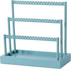 SANY DAYO HOME 3-Tier Earring Holder Organizer Stand, 105 Holes Teal Blue Metal Earring Rack Jewelry Display Tree with Wood Tray for Women and Girls