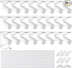 Super Brightness 4000K Natural Light Dimmable Brightness 25W 2000lm White H Type LED Track Lighting Kit System with 26 FT Track Rails, Ceiling Spotlight Fixture with Installation Package