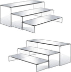6 Pcs Large Acrylic Display Risers, 12" Large Risers Display Stands, 2 Sets Thickened to 0.19" Clear Rectangular Display Shelf for Figures, Jewelry, Perfume, Showcase, Collectibles, Dessert