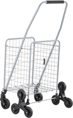 VEVOR Grocery Shopping Cart, 45L Stair Climbing Shopping Cart with 360° Rolling Swivel Wheels, Stair Climber Utility Cart with Tri-Wheels, Foldable Collapsible & Lightweight for Laundry Travel, Silver