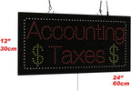 Accounting Taxes Sign, 24"x12", 60x30cm, TOPKING, LED, Neon, Florescent, Signage, Signboard, Display, Billboard, Screen, Grand Opening, Gift