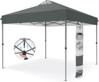 PHI VILLA 10x10ft 1-Person Setup Pop Up Canopy Tent Instant Portable Shelter w/ 1-Button Push, Case, 4 Weight Bags - Gray