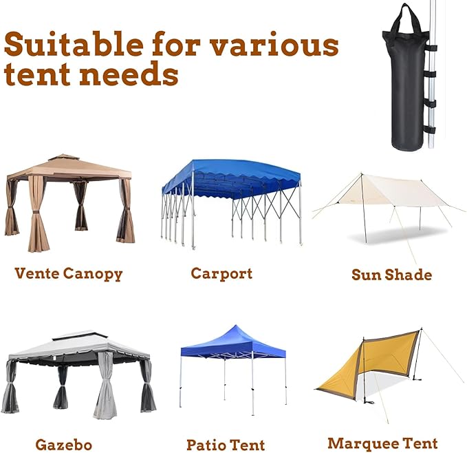 12 Pack Canopy Weight SandBags, 264 LBS Black Extra Large Heavy Duty Canopy Weights Sand Bags for Canopy Outdoor Advertising Sunshade Fixed Windproof Pop up Canopy Tent, Without Sand. ﻿
