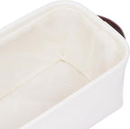 Kntiwiwo Small Fabric Storage Bins, 15x6x5 inch Narrow Storage Baskets 4-Pack Long Storage Basket for Organizing with Handles, Decorative Basket for Closets, Shelves, Toilet Paper, White