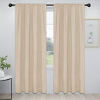 Easy-Going Rod Pocket Blackout Curtains for Bedroom, Room Darkening Window Curtains for Living Room, Thermal Insulated Noise Reduction Solid Window Drapes, 2 Panels(42x84 in, Beige)