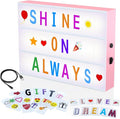 Cinema Light Box,Cool Stuff Christmas Birthday Gifts for 8 9 10 11 12 Year Old Teen Girl/Women,DIY Lightbox for Teen Girls Room Decor,Light Up Letters Board with 212 Letters and Emojis -Pink