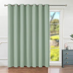 BGment Sliding Door Curtain for Patio 84 Inch Long, Extra Wide Room Divider Room Darkening Blackout Curtain for Bedroom, Thermal Insulated Privacy Window Curtain 1 Panel, Frosty Green, 100 Inches Wide